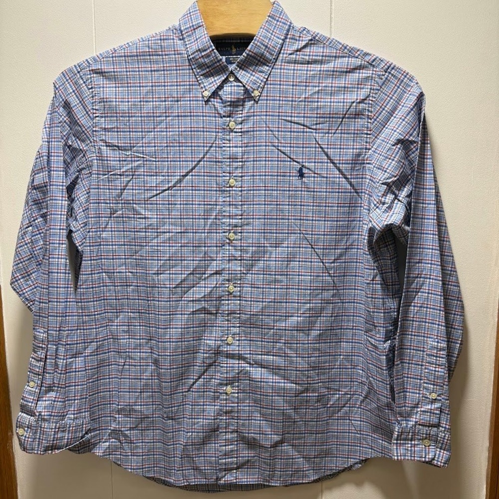 Polo Ralph Lauren Mens XXL Blue Red Plaid Cotton Stretch Button Down Shirt